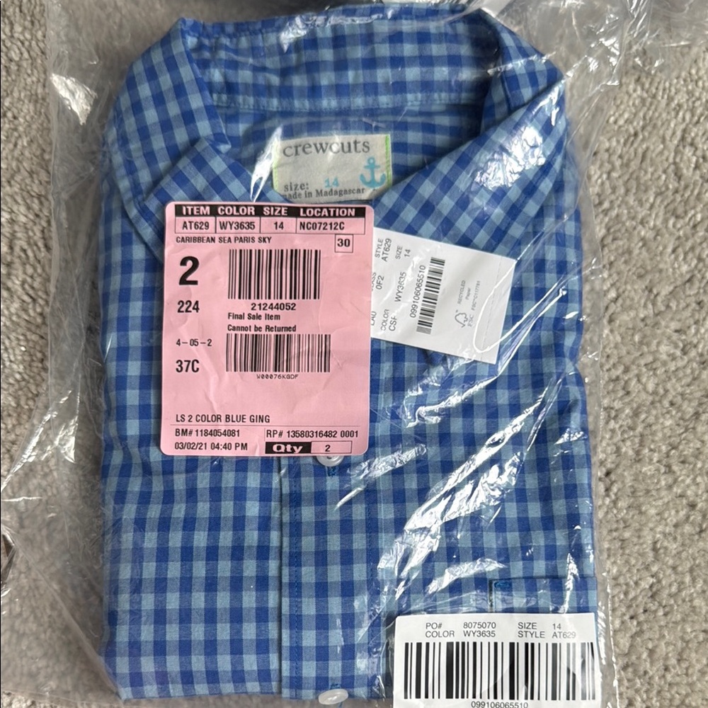 Crewcuts Blue Gingham Men's Shirt
